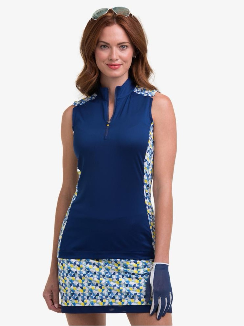 EP NY 2-Piece Navy Geo-Accent Sleeveless Golf Skort Set Size L/M